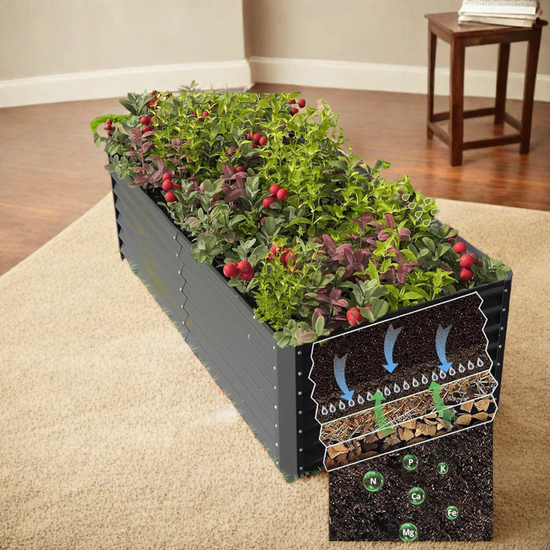Jardinières en acier durables, lits de jardin galvanisés spacieux pour une maison moderne