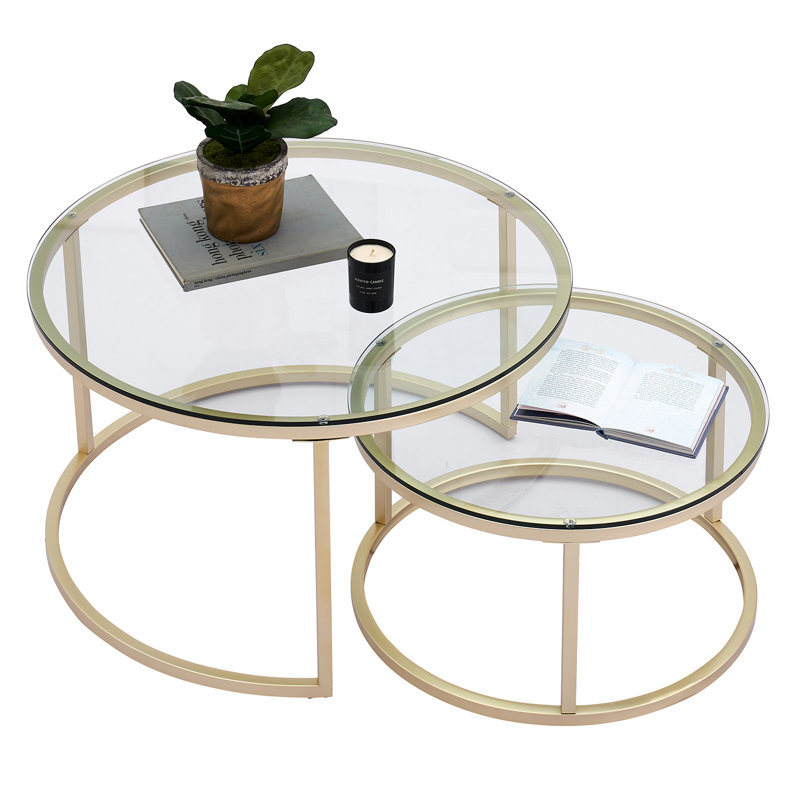 Frame Coffee Table, Clear, Gold, Glass