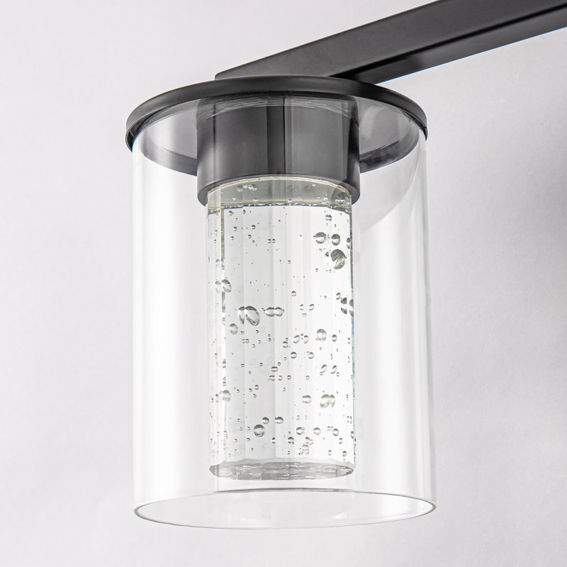 Luminaire de salle de bain Ayushma à intensité variable en cristal à DEL avec abat-jour en verre, 3, Noir