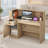 55" Reception Desk with LED Lights, Double-Layer Display Rack, L-Shaped Front Desk Reception Room Table Drawer With Lock-1722814936