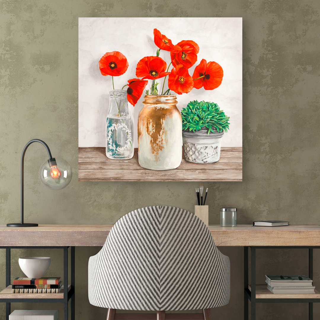 Wandbild Floral Composition with Mason Jars II von Jenny Thomlinson