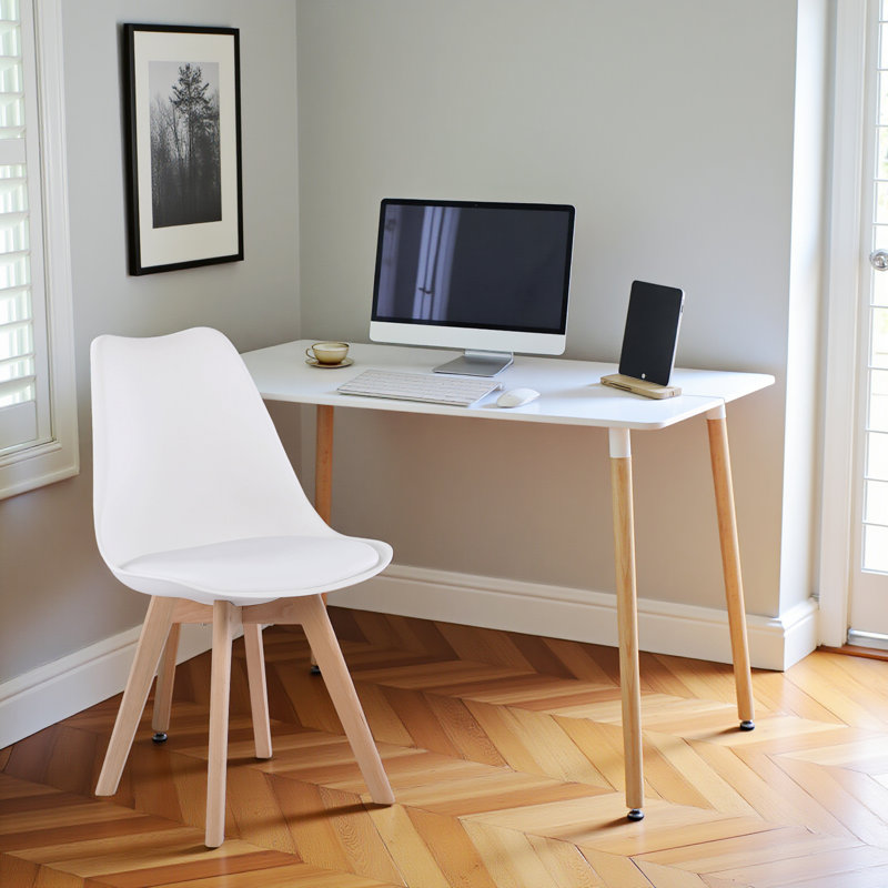 Solid Wood Base Writing Desk, White