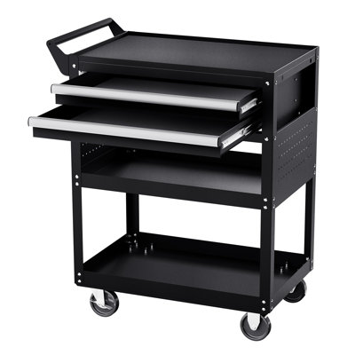 5-Tier Tool Cart with Wheels, 400 lbs Load Capacity, Rolling Work Cart with 2 Drawers and Pegboard, Mechanic Tool Storage Organizer with Locking Syste