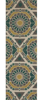 Kaleidoscope Wool Striped Area Rug in Green/Yellow