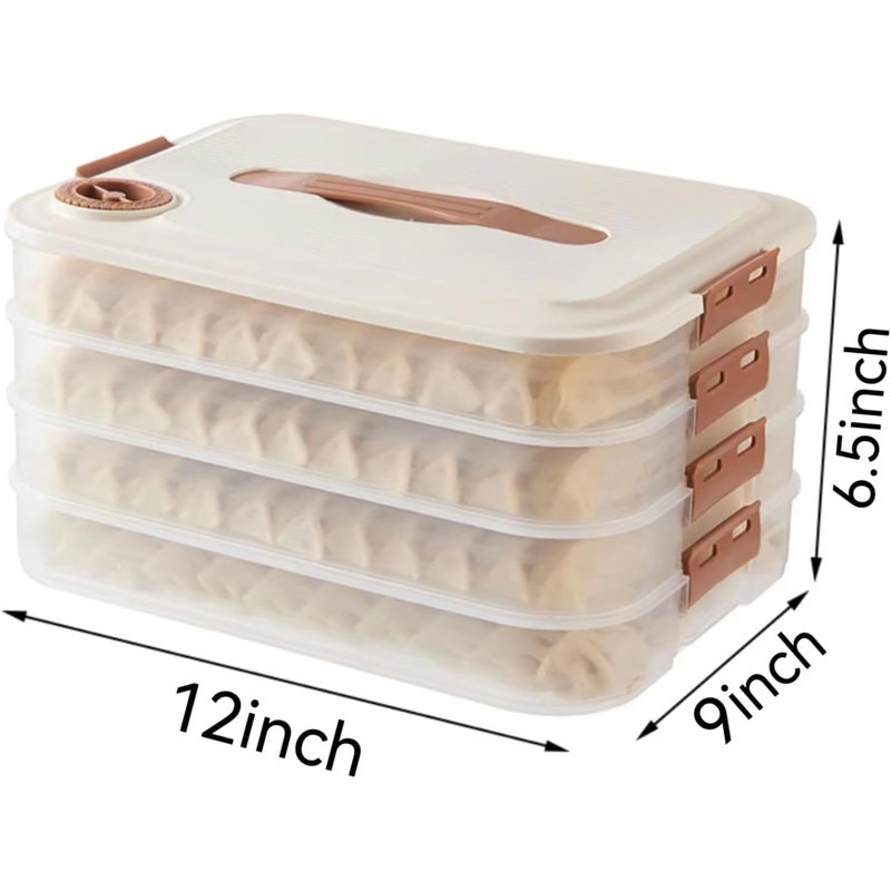 4-Layer Food Storage Containers,Plastic Cookie Containers,Stackable Cookie Carrier, Dumpling Storage Box,Food Containers With Lids Airtight