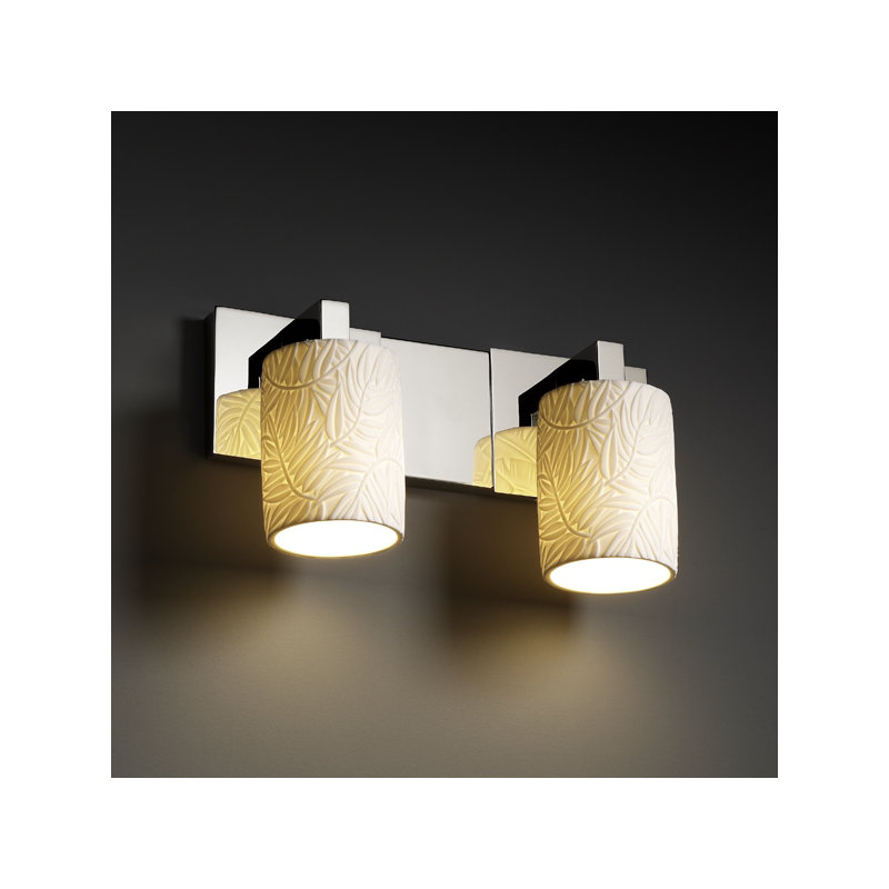 Éclairage pour meuble-lavabo 2 lumières Katya, Feuille de bananier, Chrome poli