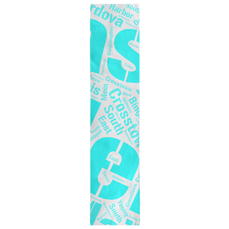 Chemin de table, 90 po x 16 po, Cyan, Memphis