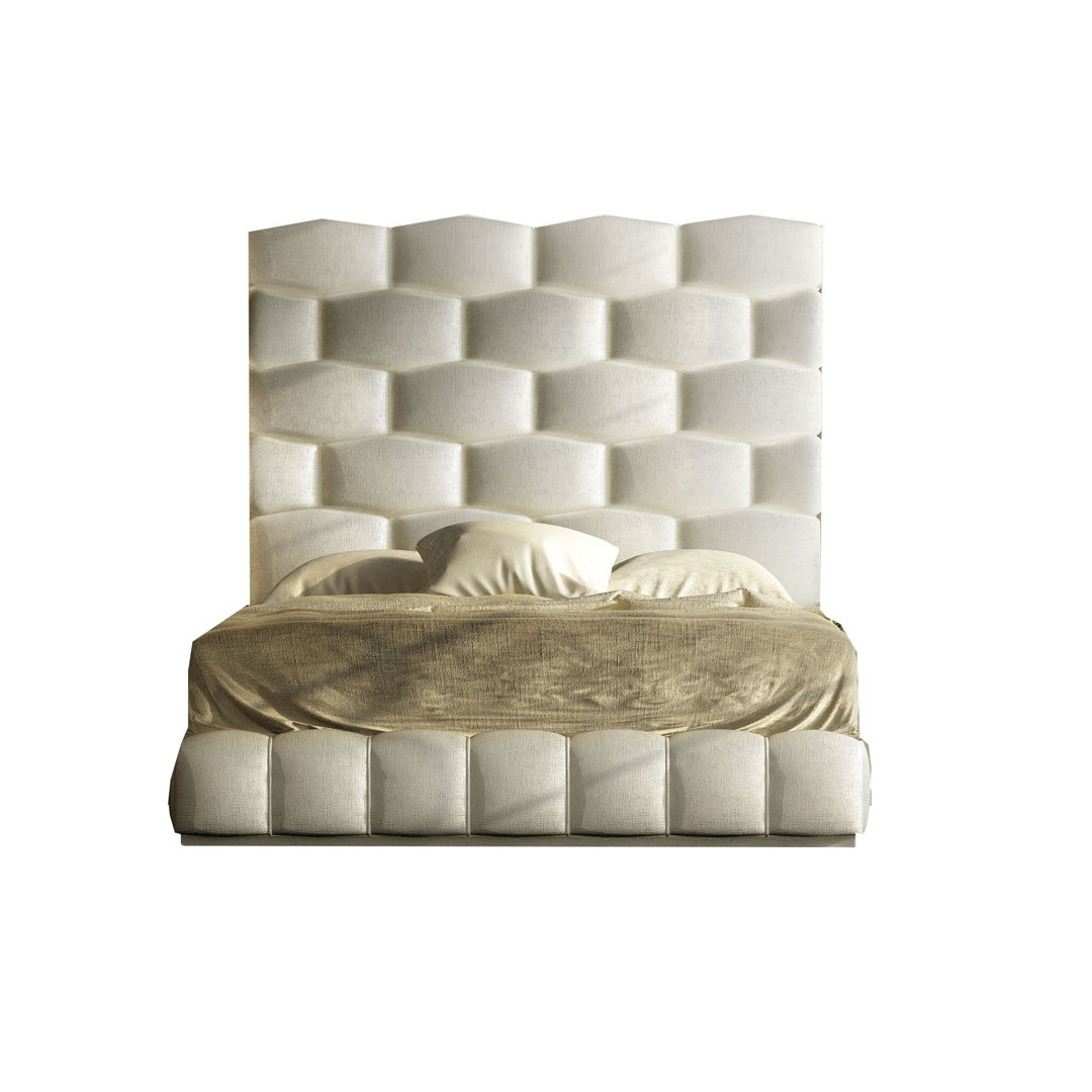 Tufted Solid Wood and Upholstered Standard Bed Orren Ellis 