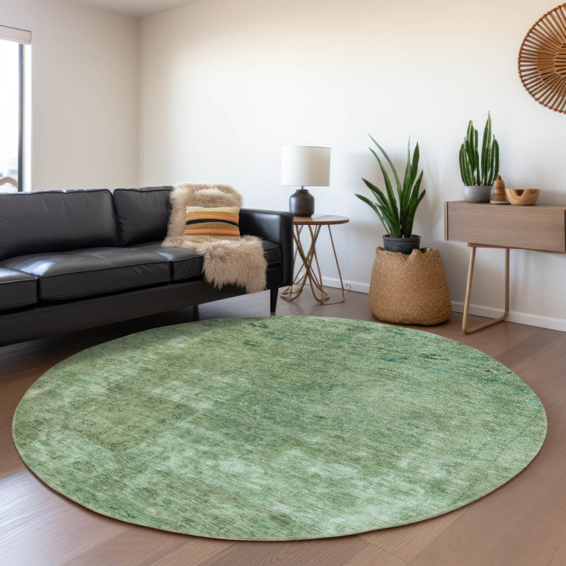 Isadorae Green Washable Indoor-Outdoor Rug - LOOMLAN, 8' x 8'