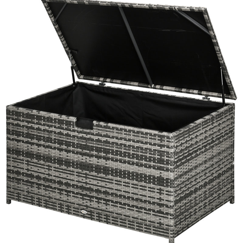 Boîte de rangement 113 gallons, contenant extérieur imperméable. Gris foncé Range les outils de jardin, les fournitures de piscine. Vent et eau. Gris gallon facile d'accès. Imperméable. Protège les fournitures contre les dommages