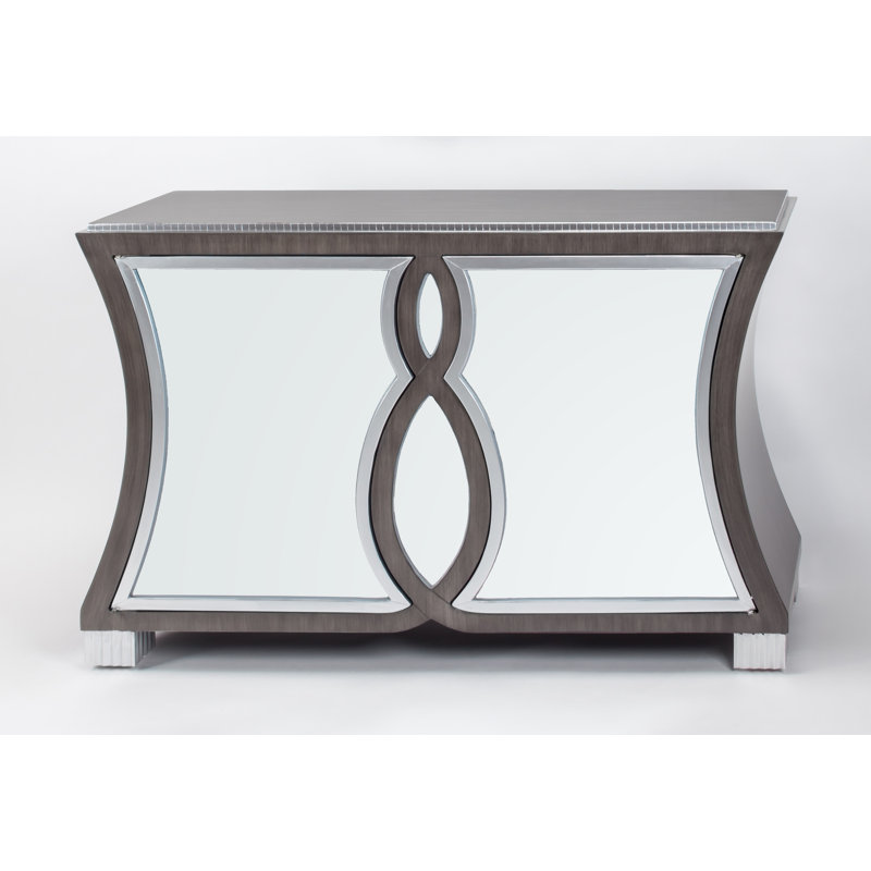 54.5'' Smoky Gray Mirrored Rectangular Sideboard