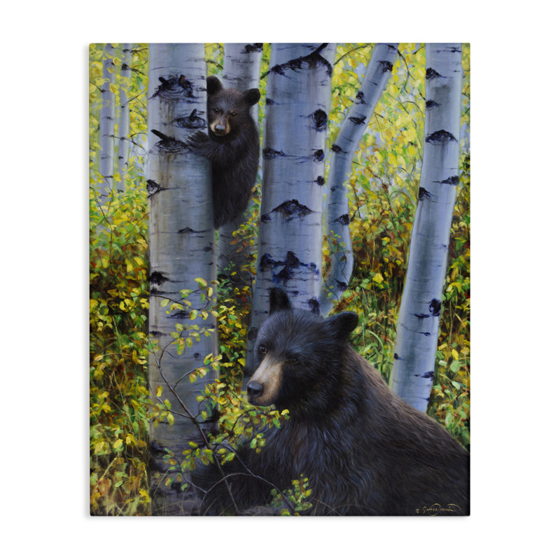 Deux ours en toile d'automne, design par James Corwin, H 20 po x l 16 po