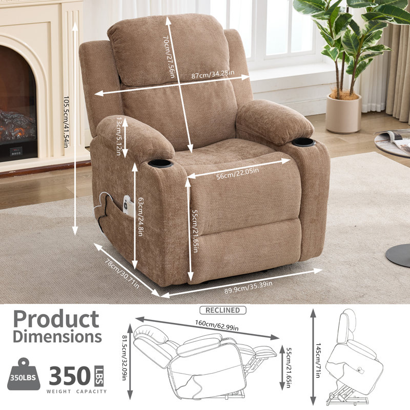 Fauteuil inclinable électrique Power Lift Chair, Brun