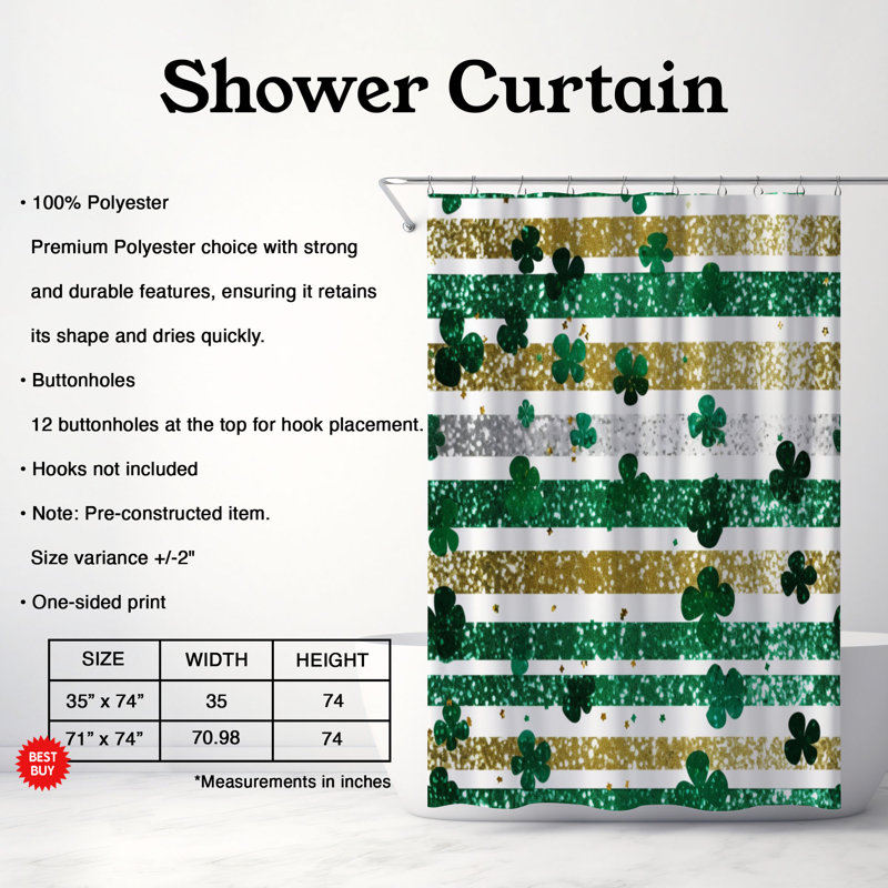 Clover Spark - Premium Shower Curtain, 74"H x 71"W
