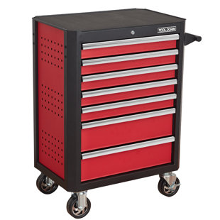 28inchtool Cabinets Rolling Toolbox With 7 Drawers, Metal Tool Chest With Wheels, Tool Cart For Garage, Warehouse, Repair Shop, Workshop
