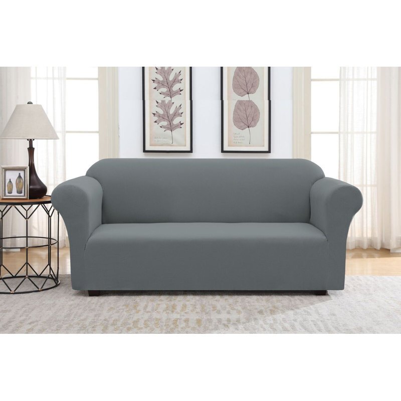 Box Cushion Sofa Slipcover, Gray