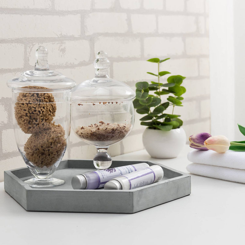 Gray Hexagonal Decorative Tray