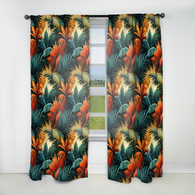 Paradise Palms Tropical Pattern - Tropical Curtain - Velvet Room Darkening - 1 panel