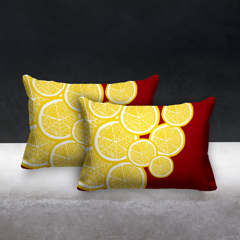 Coussin lombaire intérieur / extérieur jaune citron, Rouge