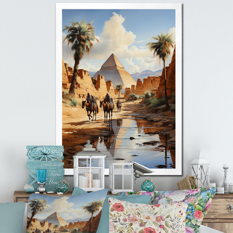 Pyramides majestueuses égyptiennes II - Égypte, art mural, H 44 po x l 34 po x P 1,5 po, Cadre photo blanc