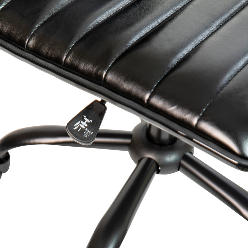 Chaise de bureau Merchiston, Vinyle noir, Noir