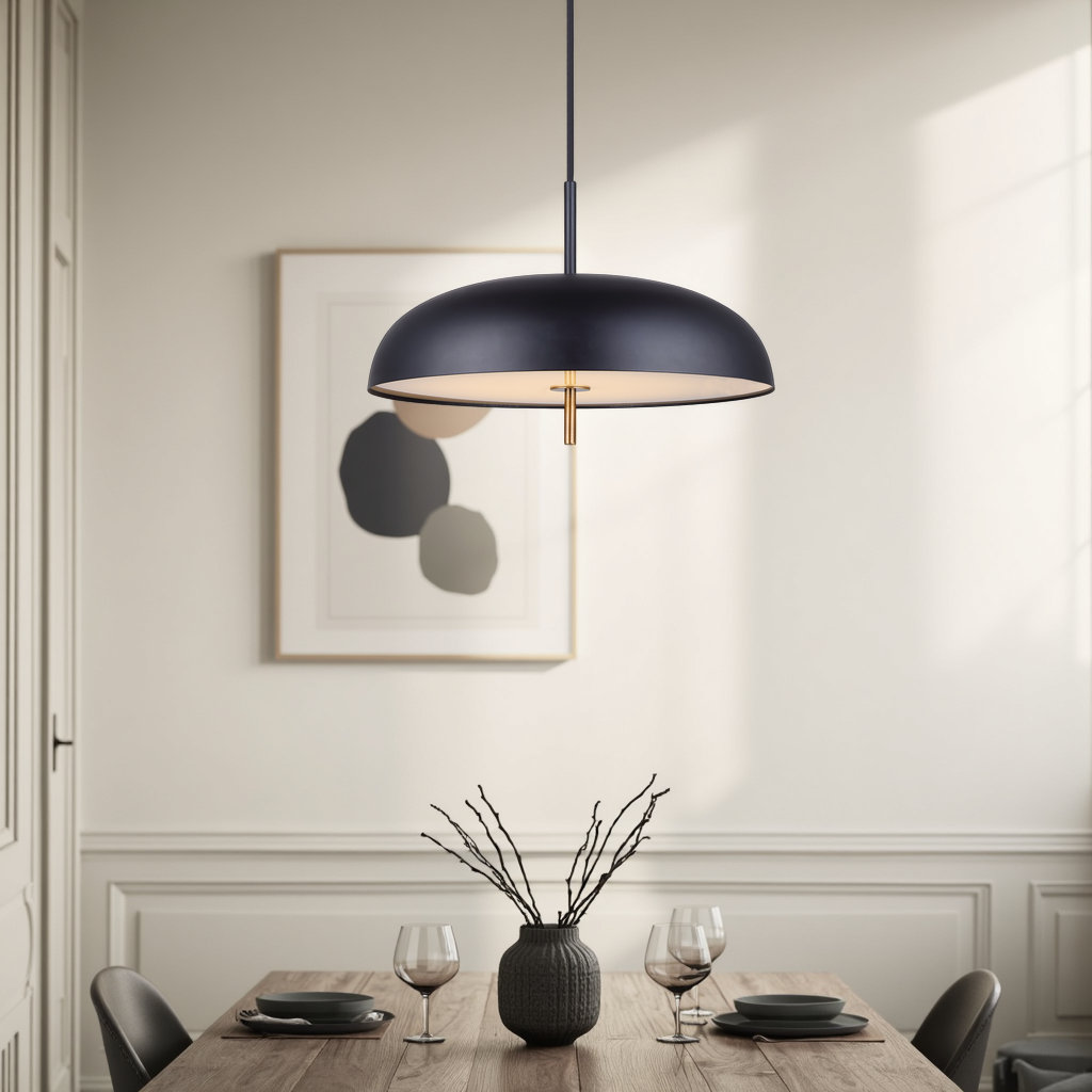 Brac Single Light Metal Dimmable LED Pendant, Matte Black