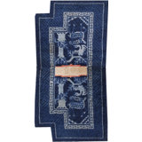 Hand Knotted Pile 1920s Wool Allover Blue Antique Chinese Rug