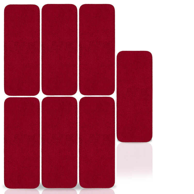 Tapis d'escalier lavables d'intérieur / extérieur Softy, Rouge, 8" x 30", 7