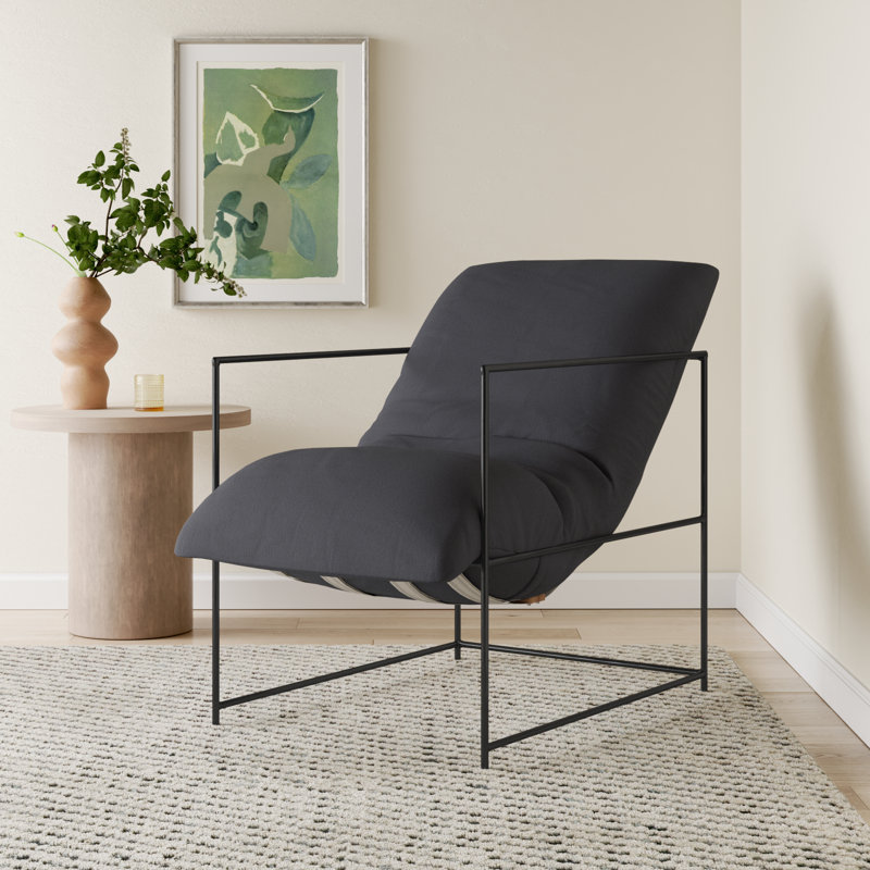 Giulietto Upholstered Armchair, Dark Gray Linen