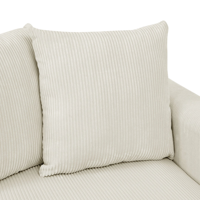 Cream - Colored Modular 6 Piece Corduroy Sectional, Ideal For Open Areas, Plastic Legs, Seats, 352 Lb Weight Sectional With Cozy Upholstery, Modern Look, Low Profile 75 In Product Depth, 116.5 Width