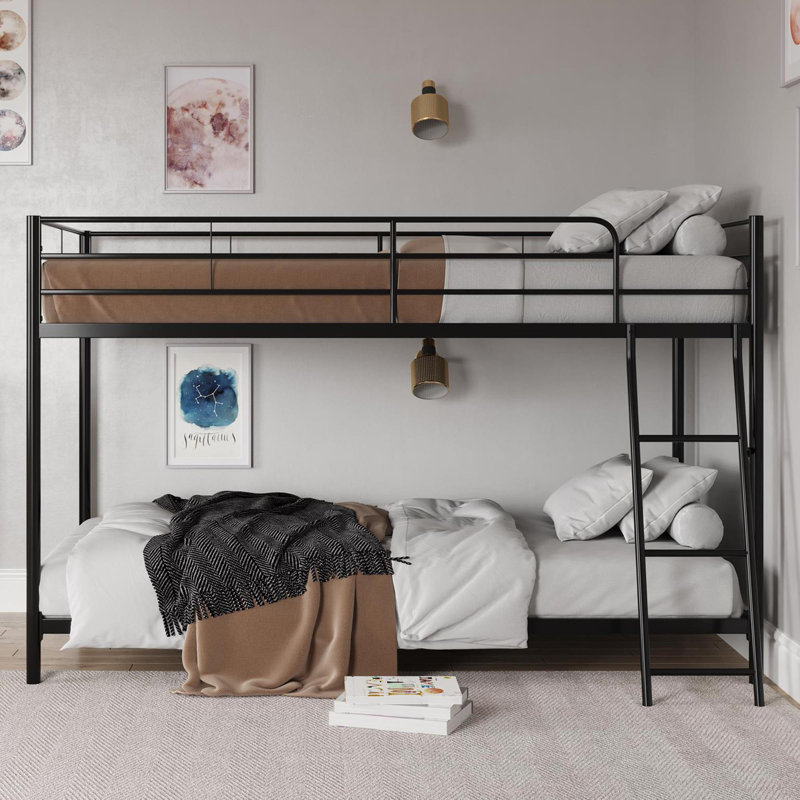 Ahmad Kids Twin Over Twin Bunk Bed, Black