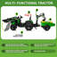 24V Kids Ride On Tractor, Excavator & Bulldozer w / Trailer, Digger, Shovel Bucket, télécommande, lumières DEL, musique