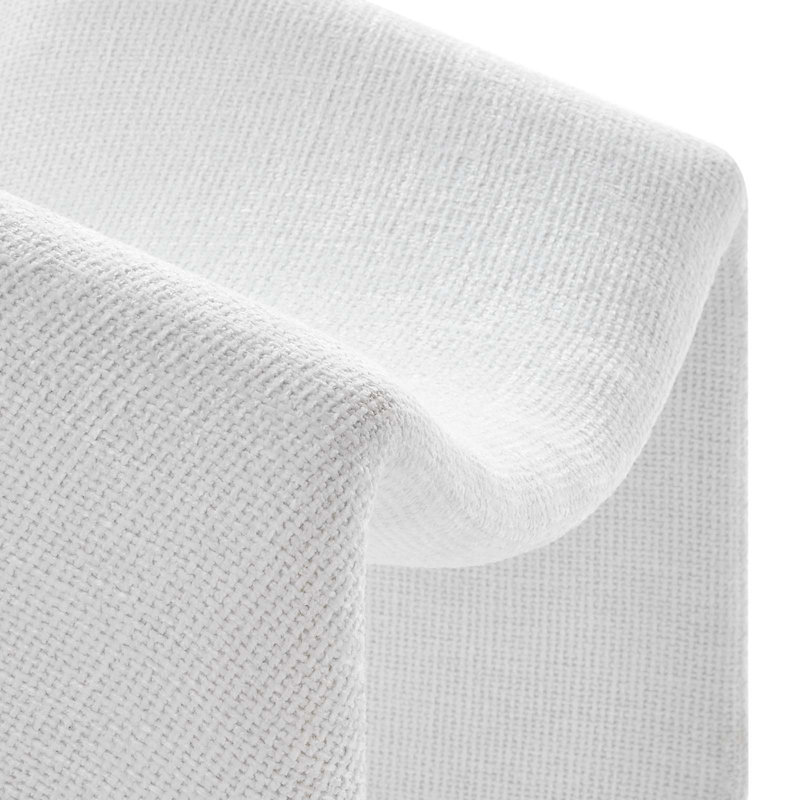 Frost White Faux Leather Barrel Accent Chair with Metal Frame