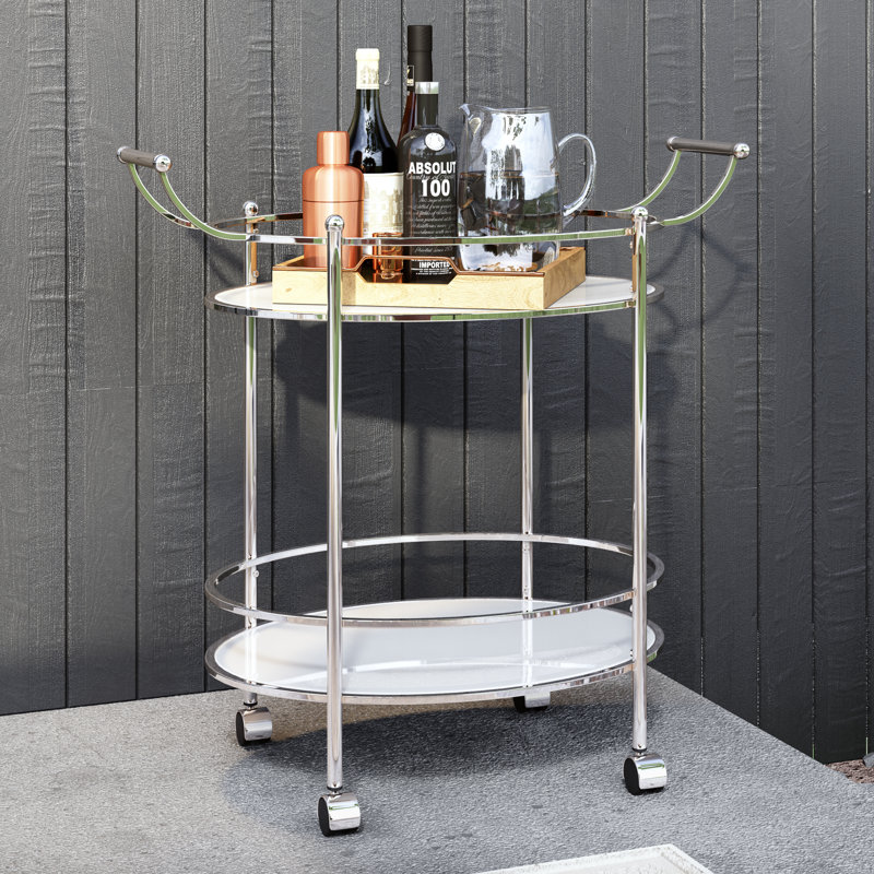 Agnuni Chrome and Glass Bar Cart