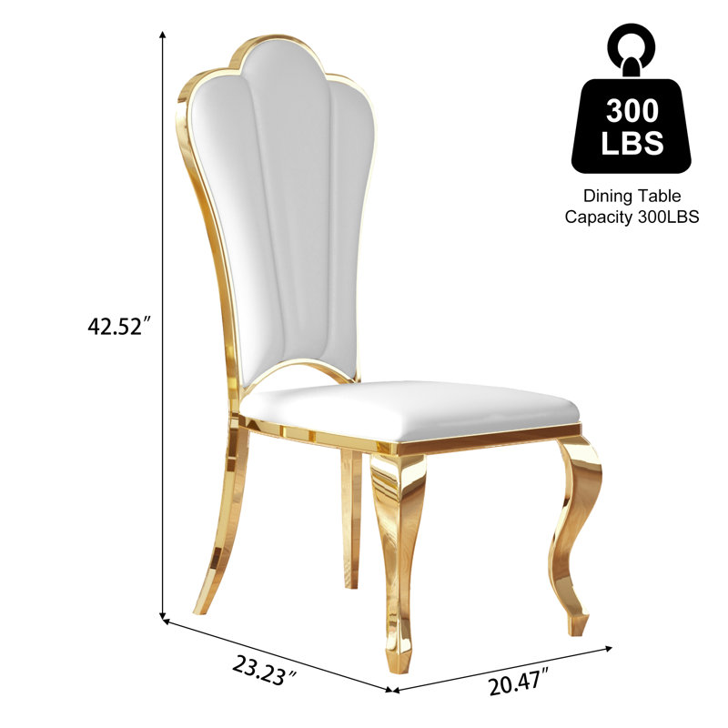 Chaise d'appoint rembourrée Dillin, Doré, Blanc