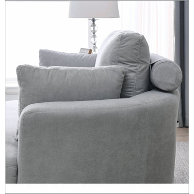 Swivel Accent Barrel Sofa Lounge Club Big Round Chair with Storage Ottoman by Everly Quinn