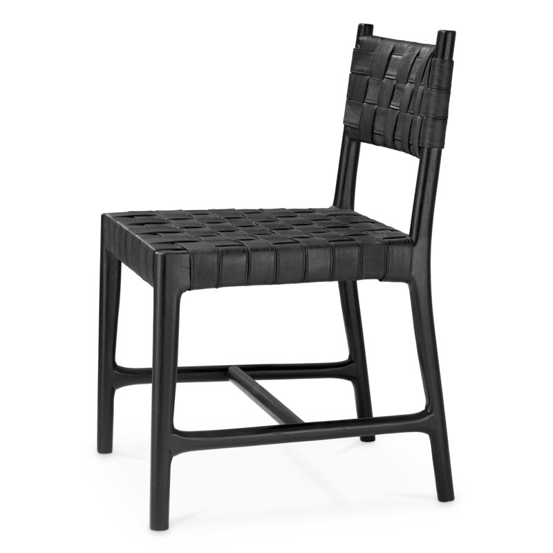 Dining Chair Tiberio Black Leather Classic Black