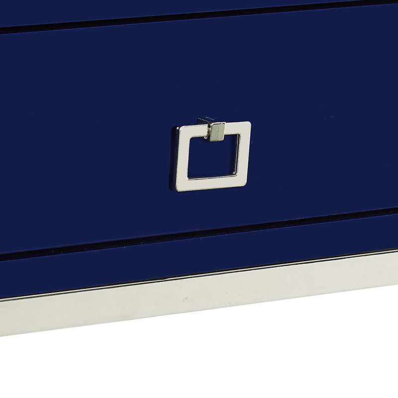 Table de bout avec rangement Marianna, Chrome, Bleu marine