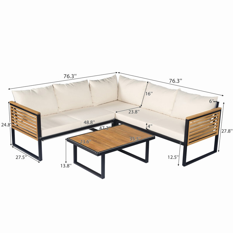 Ensemble de coin extérieur pour canapé d'extérieur 4 pièces