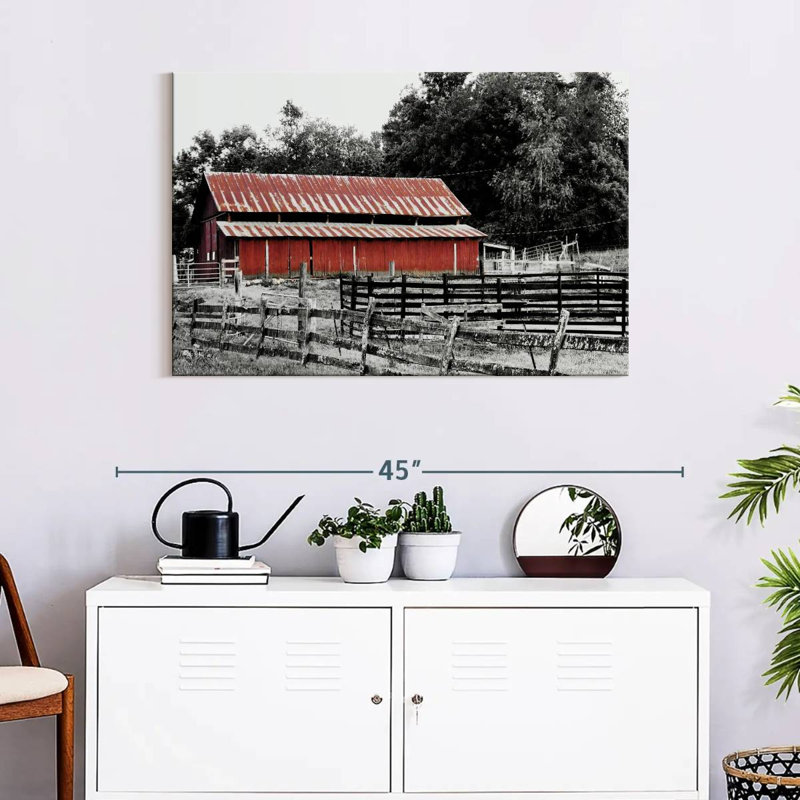 Lilie BW Rustic Barn, 24" H x 36" W