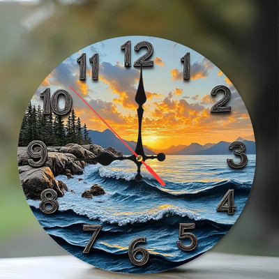 Horloge murale coucher de soleil océan