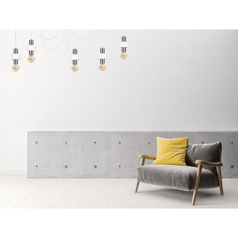 Bernda 5 - Light Cluster Pendant, White/Silver