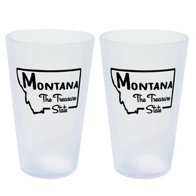 Silipint: State Pint Glasses 16oz: 2 Pack - Montana - Icicle Silicone Cups, Unbreakable