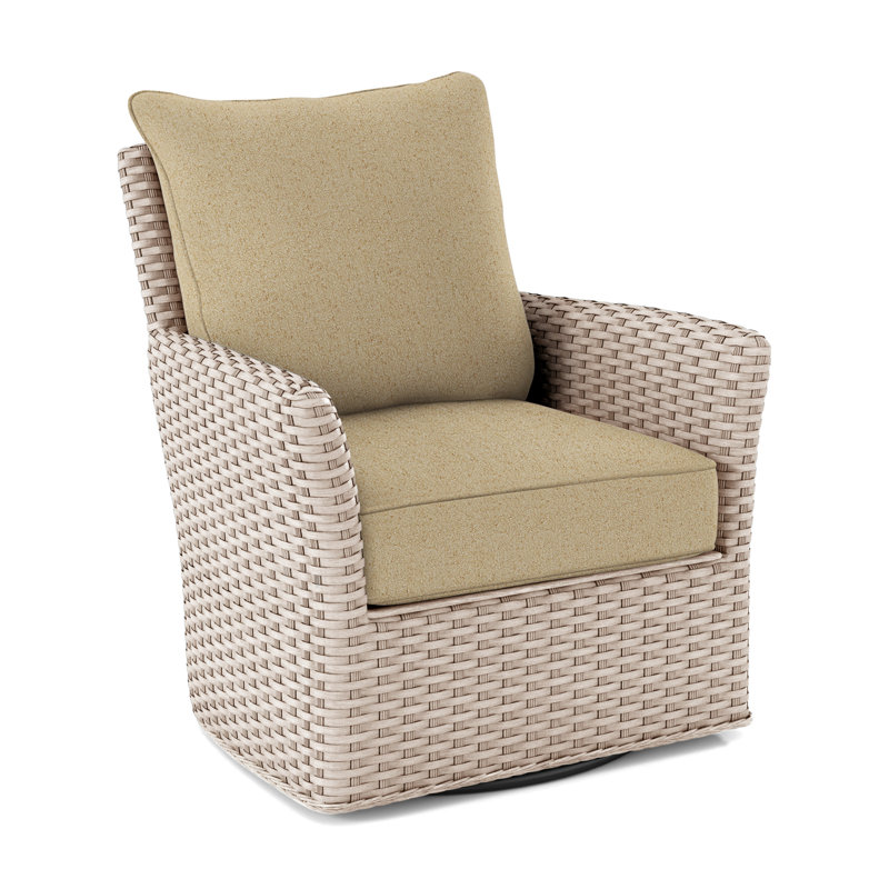 Lanai Upholstered Swivel Armchair, Bisque, Neutral Performance Plaid; 0121-93