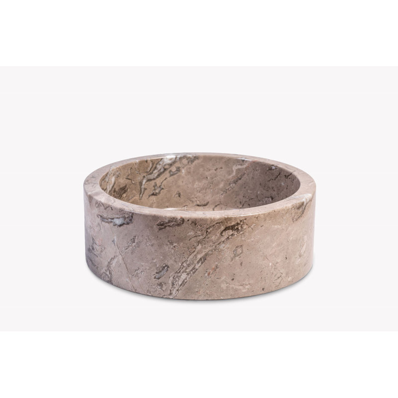 Gray Marble Circular Vessel Bathroom Sink