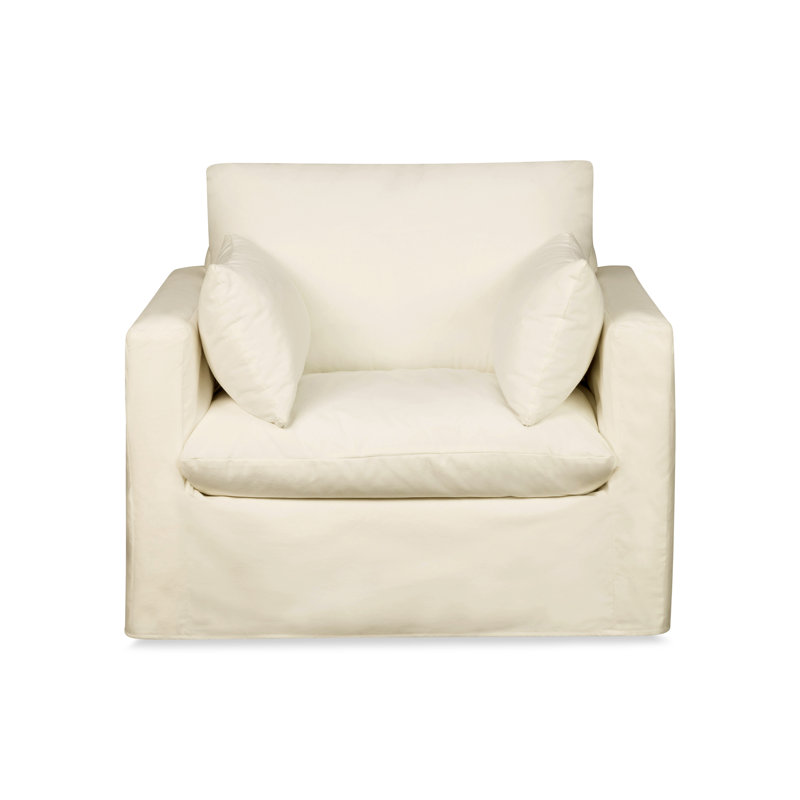 Luna Slipcovered Chair and a Half, Bayou Natural Canvas