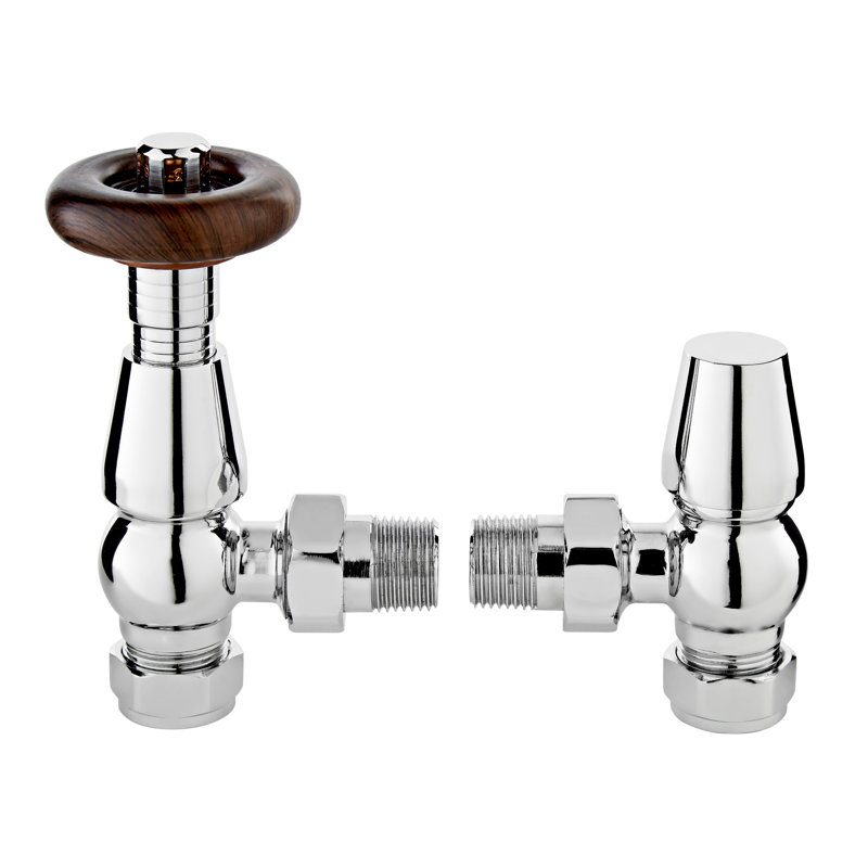 Solid Brass Angled Thermostatic Radiator Valve, Chrome