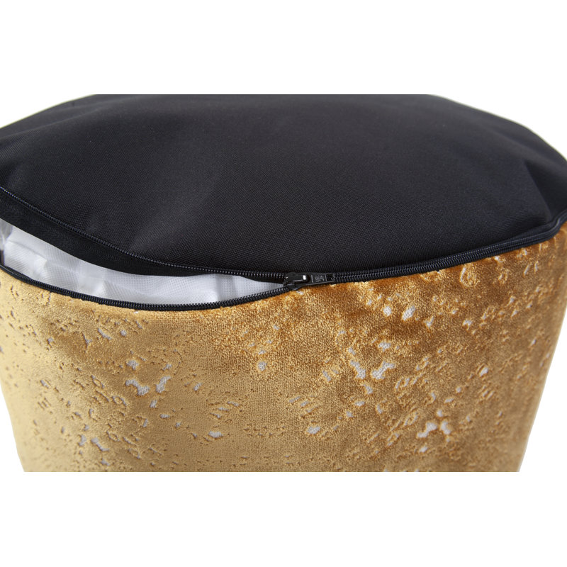 Upholstered Pouf, Pasini Gold Polyester Blend