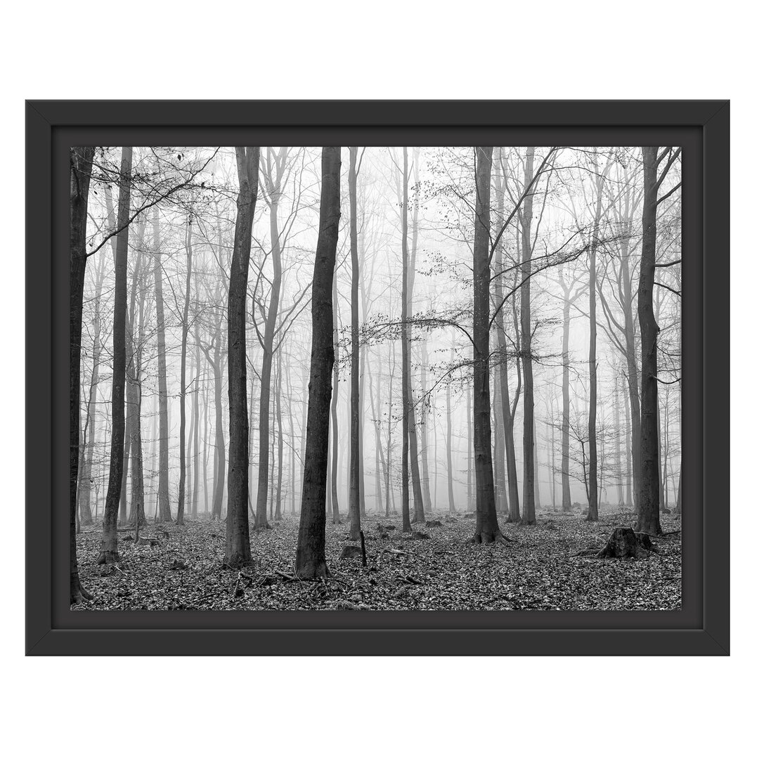 Gerahmtes Wandbild abstrakter Wald Kunst B&W