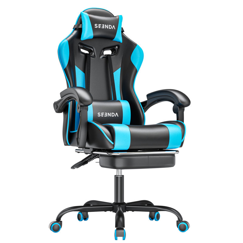  Massage Gaming Chair, Video Game Chair with Footrest and Lumbar Support, Ergonomic Computer Chair Height Adjustable with Swivel Seat and Headrest